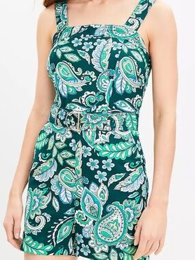 loft, petite paisley linen romper